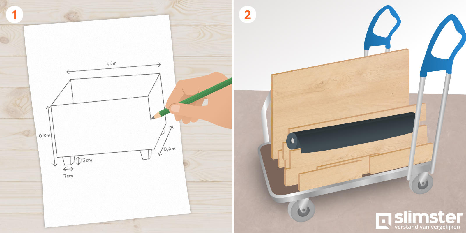 Houten plantenbak maken stap 1/2